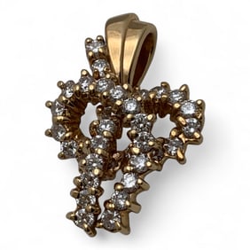14k Yellow Gold And Diamond Pendant