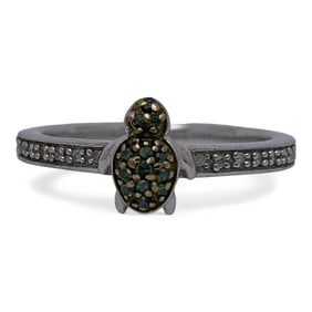 Sterling Silver & Diamond Turtle Ring