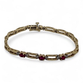 14k Gold, Diamond And Ruby Bracelet