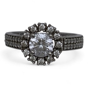 Silver Ring W Clear Stones