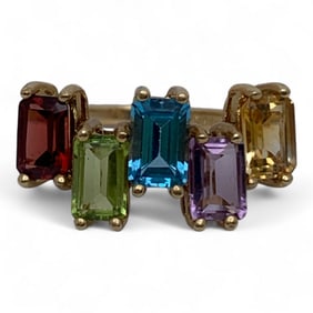 10k Gold Ring With Colored Gemstones
