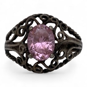 Silver Ring With Pink Stone