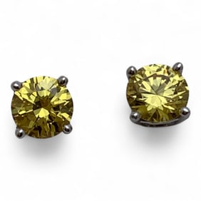 Sterling Silver And Yellow Cubic Zirconia Earrings