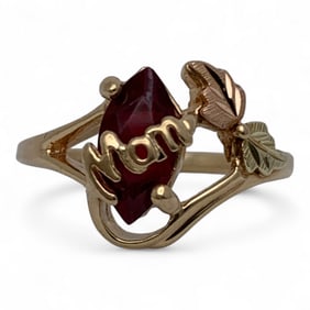 10k Gold And Ruby Mom Ring