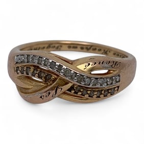 Sterling Gold Tone & Diamond Ring