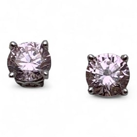 Sterling Silver And Pink Cubic Zirconia Earrings
