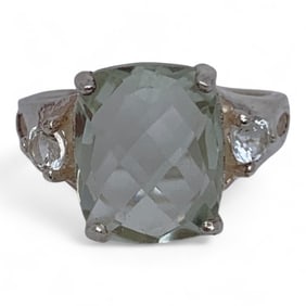 Sterling Ring With Green Stones