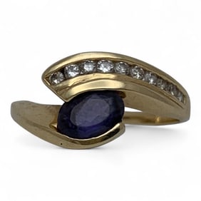 14k Gold, Diamond And Tanzanite Ring