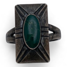 Sterling Silver & Green Stone Ring