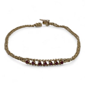 14k Gold And Pink Stone Bracelet