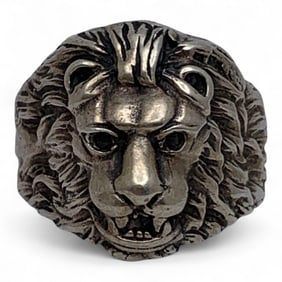 Sterling Silver Lion Head Ring