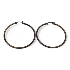 Pair Of Sterling Gold Tone Hoop Earrings