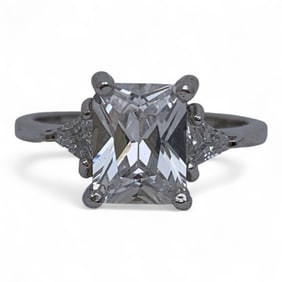 Sterling Silver Ring With Clear Stones