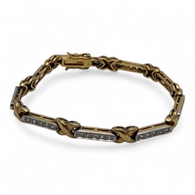 Sterling Silver & Goldwash Clear Stone Bracelet