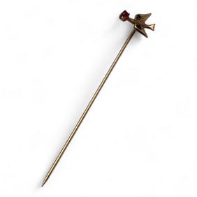 10k Gold Bird Stick Pin With Colored Stones