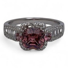 Sterling Silver Ring With Pink & Clear Stones