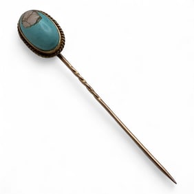 10k Gold And Blue Stone Stick Pin