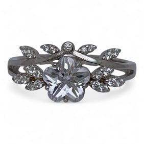 Sterling Silver Ring With Clear Stones