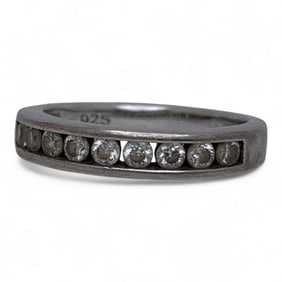 Sterling Silver Ring With Clear Stones