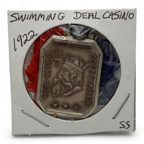 1922 Sterling Swimming Deal Casino Medal