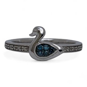 Sterling Silver & Diamond Duck Ring