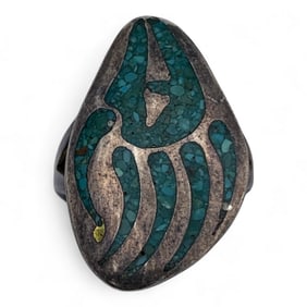 Sterling Silver Bear Claw Ring W Green Stones