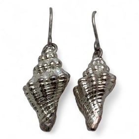 Pair Of Sterling Silver Conch Earrings