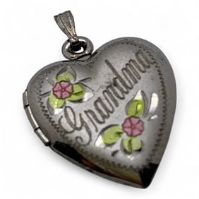 Sterling Heart Pendant Locket, Grandma