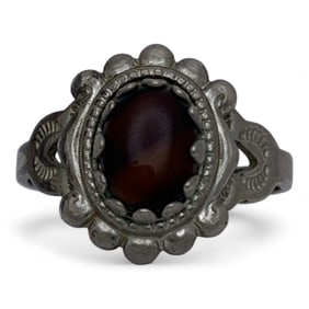 Sterling Silver Ring With Dark Stone