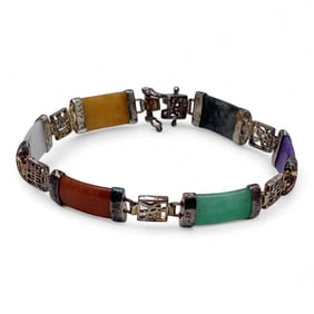 Sterling Silver & Colored Hard Stone Bracelet