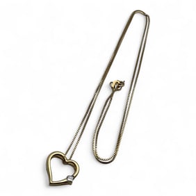 14k Gold & Diamond Heart Pendant Necklace