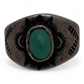 Silver Ring With Green Stone