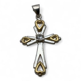 Sterling Silver Cross & Heart Pendant