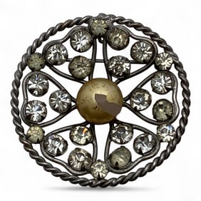 Silver & Rhinestone Brooch