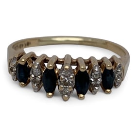 10k Yellow Gold Diamond & Sapphire Ring