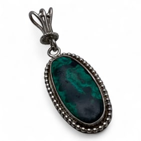 Silver & Green Hard Stone Pendant