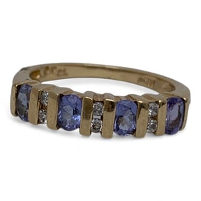 14k Yellow Gold Diamond & Purple Tourmaline Ring