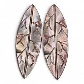 Pair Of Sterling Silver Leaf Earrings