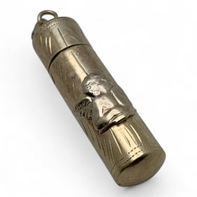 Sterling Gold Tone Pill Container Pendant