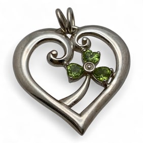 Sterling Silver & Peridot Heart Pendant