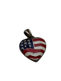 Sterling Enameled American Flag Pendant