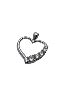 Sterling Heart Pendant With Clear Stones