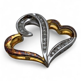 Sterling Silver & Diamond Heart Pendant