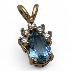 14k Gold, Diamond & Tourmaline Pendant