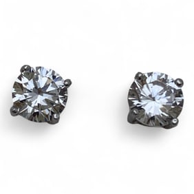 Pair Of Sterling Silver & Clear Stone Earrings