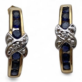 14k Yellow Gold & Sapphire Earrings