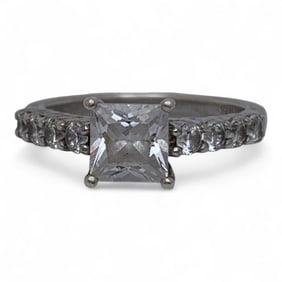 Sterling Silver Ring With Clear Stones