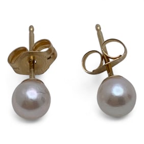 14k Yellow Gold & Pearl Earrings