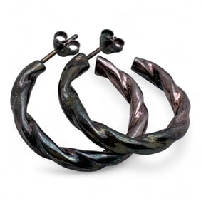 Pair Of Sterling Silver Hoop Earrings