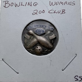 Sterling Silver Womans Bowling 200 Club Pin